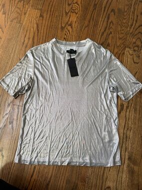 RTA Metallic Silver Tee NWT Short Sleeve Crewneck Shimmer Top Size Medium